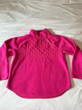 J.Crew Hot Pink Quilted Detail Snap-Shoulder Pullover Sweater